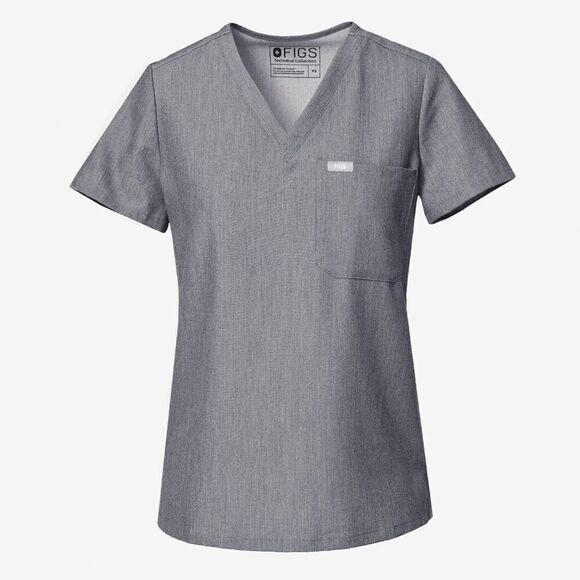 FIGS Graphite Grey Catarina One-Pocket Scrub Top Short Sleeve Women's Medium - Picture 1 of 7